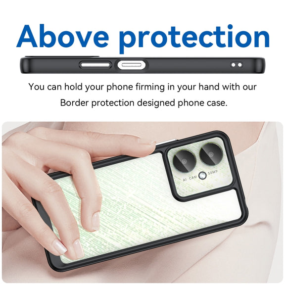 For Xiaomi Poco C65 Colorful Series Acrylic Hybrid TPU Phone Case(Black)