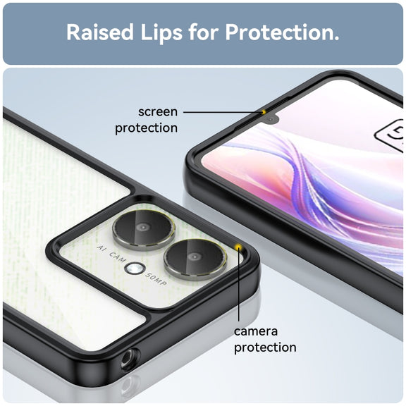 For Xiaomi Poco C65 Colorful Series Acrylic Hybrid TPU Phone Case(Black)