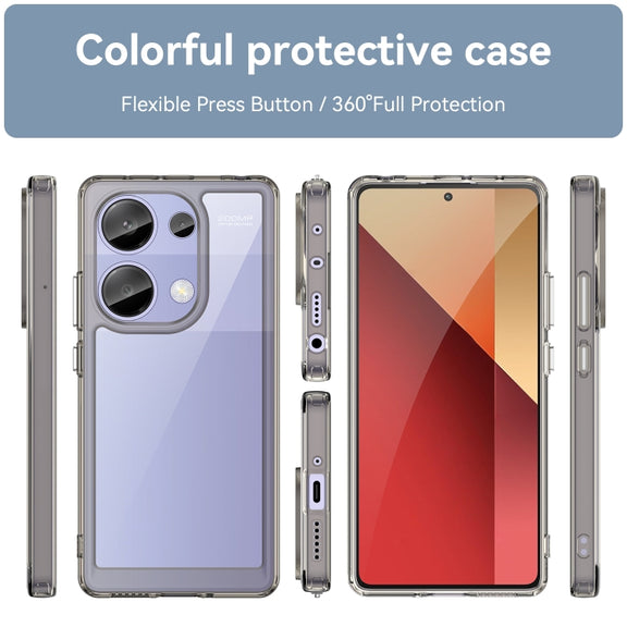 For Redmi Note 13 Pro 4G Global Colorful Series Acrylic Hybrid TPU Phone Case(Transparent Grey)