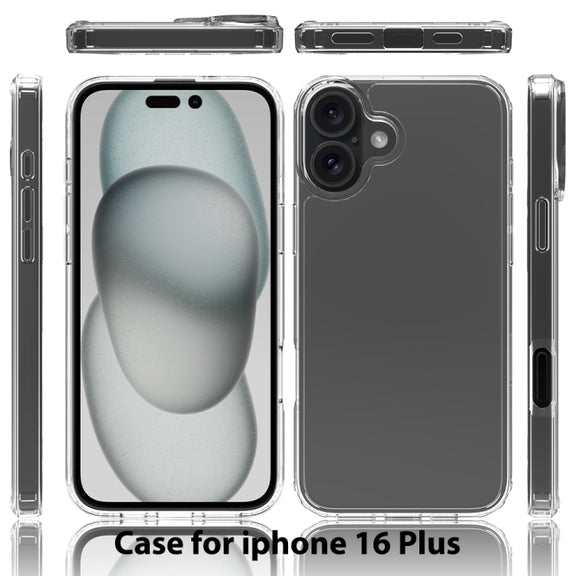 For iPhone 16 Plus Scratchproof Acrylic TPU Phone Case(Black)