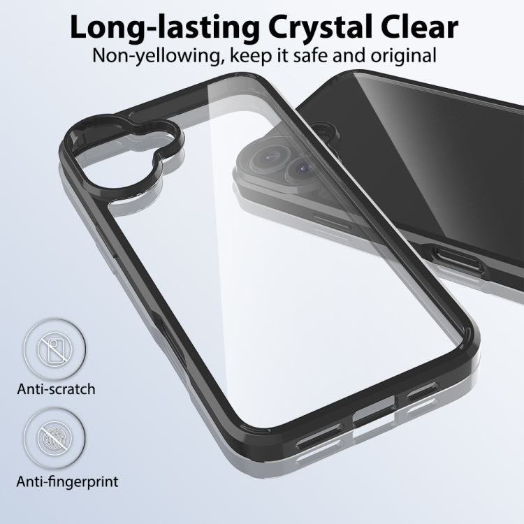 For iPhone 16 Plus Scratchproof Acrylic TPU Phone Case(Black)