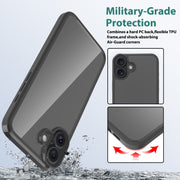 For iPhone 16 Plus Scratchproof Acrylic TPU Phone Case(Black)