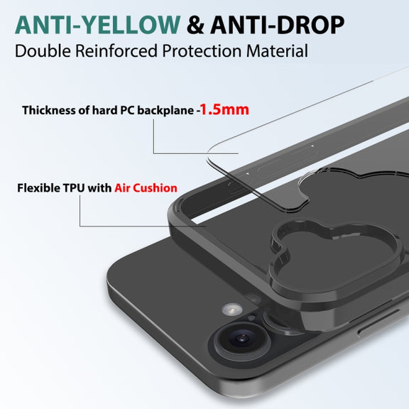 For iPhone 16 Plus Scratchproof Acrylic TPU Phone Case(Black)