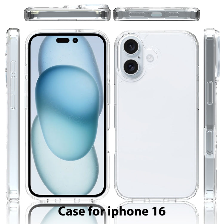 For iPhone 16 Scratchproof Acrylic TPU Phone Case(Black)