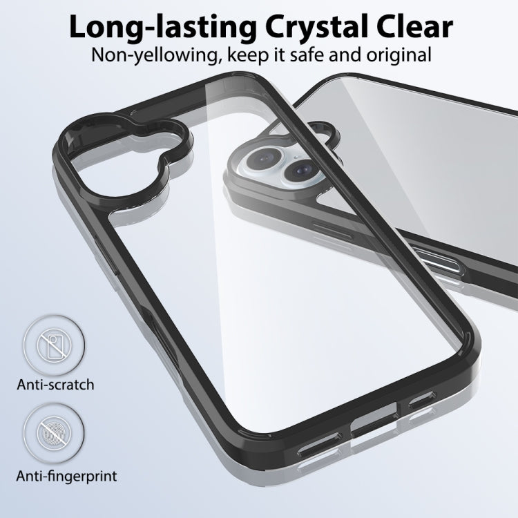 For iPhone 16 Scratchproof Acrylic TPU Phone Case(Black)