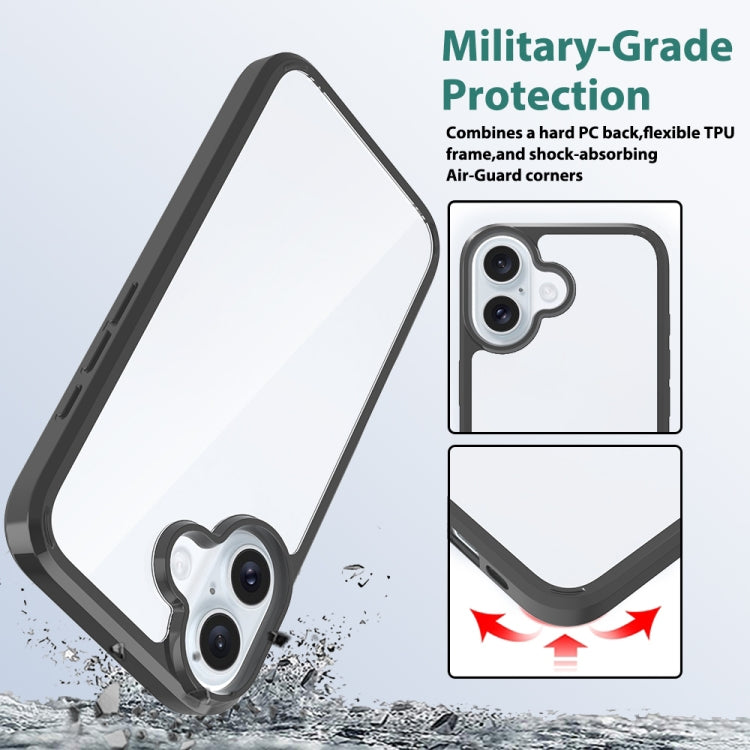 For iPhone 16 Scratchproof Acrylic TPU Phone Case(Black)