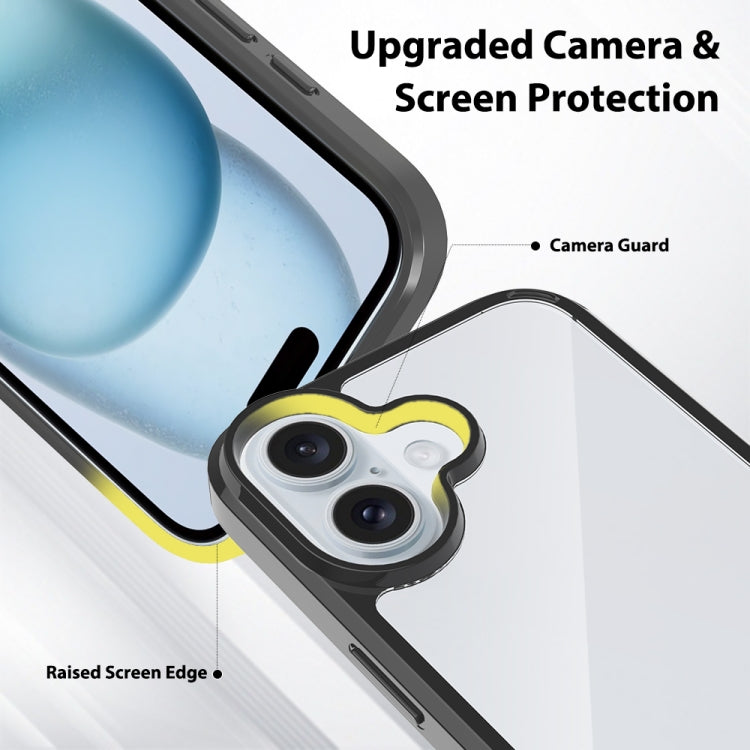 For iPhone 16 Scratchproof Acrylic TPU Phone Case(Black)