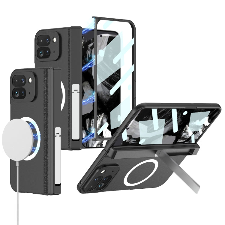 For Google Pixel 9 Pro Fold GKK Integrated Magsafe Fold Hinge Full Coverage Phone Case with Holder(Black)