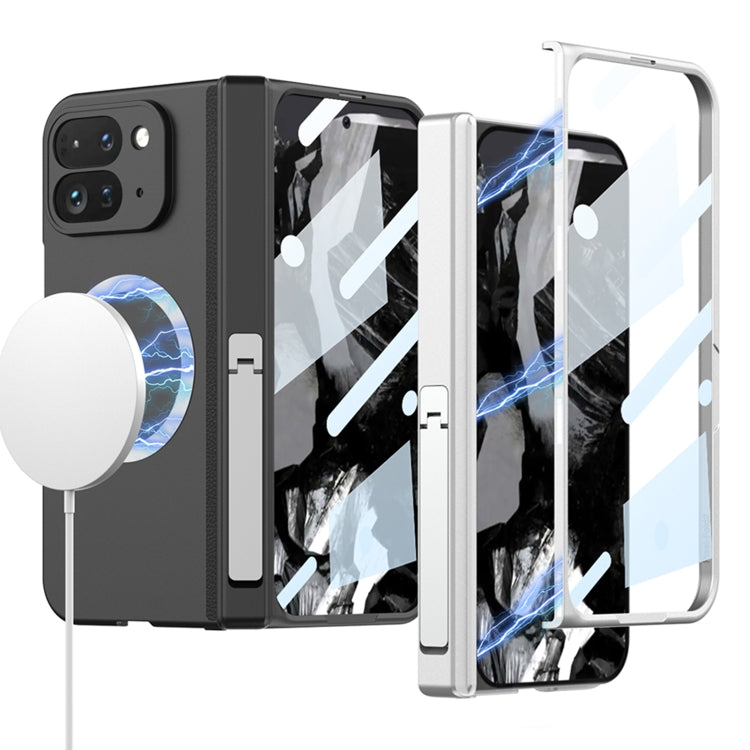 For Google Pixel 9 Pro Fold GKK Integrated Magsafe Fold Hinge Full Coverage Phone Case with Holder(Blue)