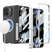 For Google Pixel 9 Pro Fold GKK Integrated Magsafe Fold Hinge Full Coverage Phone Case with Holder(Blue)