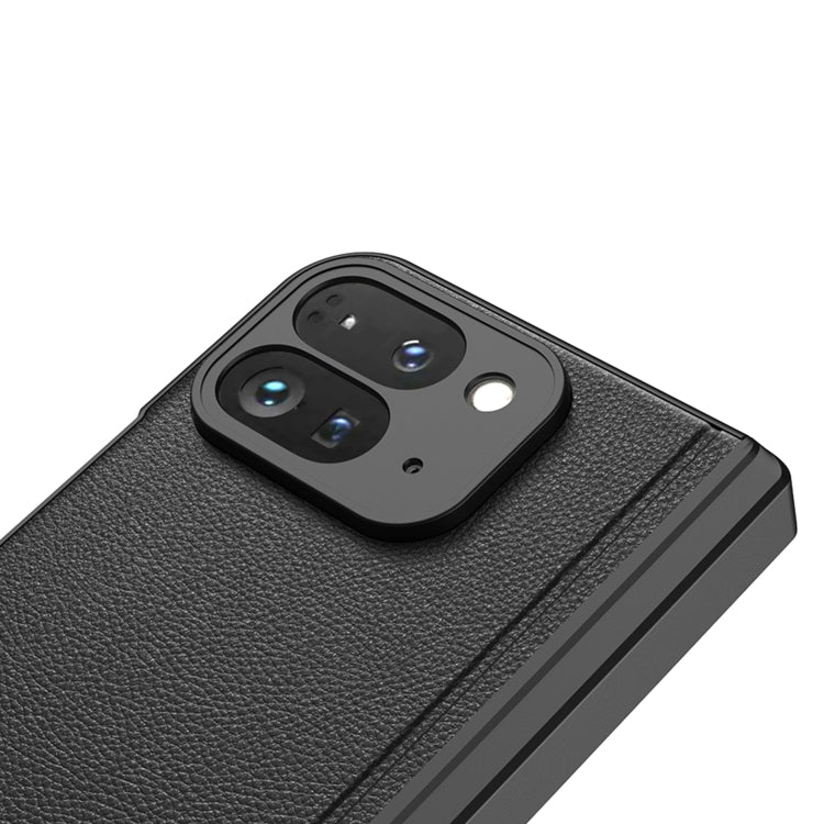 For Google Pixel 9 Pro Fold GKK Integrated Fold Hinge Leather Phone Case with Holder(Black)