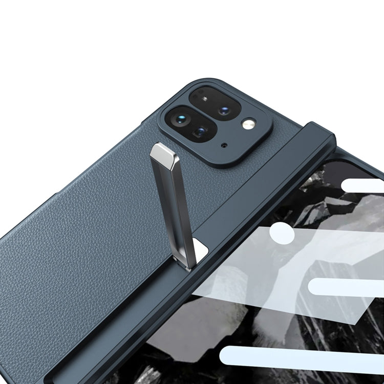 For Google Pixel 9 Pro Fold GKK Integrated Fold Hinge Leather Phone Case with Holder(Black)