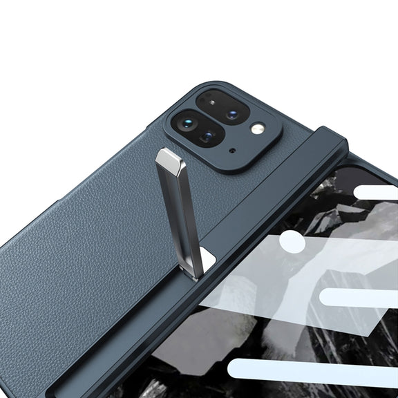 For Google Pixel 9 Pro Fold GKK Integrated Fold Hinge Leather Phone Case with Holder(Black)