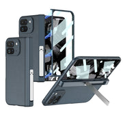 For Google Pixel 9 Pro Fold GKK Integrated Fold Hinge Leather Phone Case with Holder(Green)