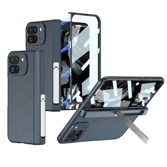 For Google Pixel 9 Pro Fold GKK Integrated Fold Hinge Leather Phone Case with Holder(Green)