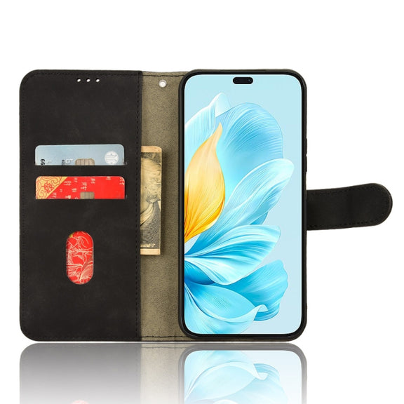 For Honor 200 Lite Skin Feel Magnetic Flip Leather Phone Case(Black)
