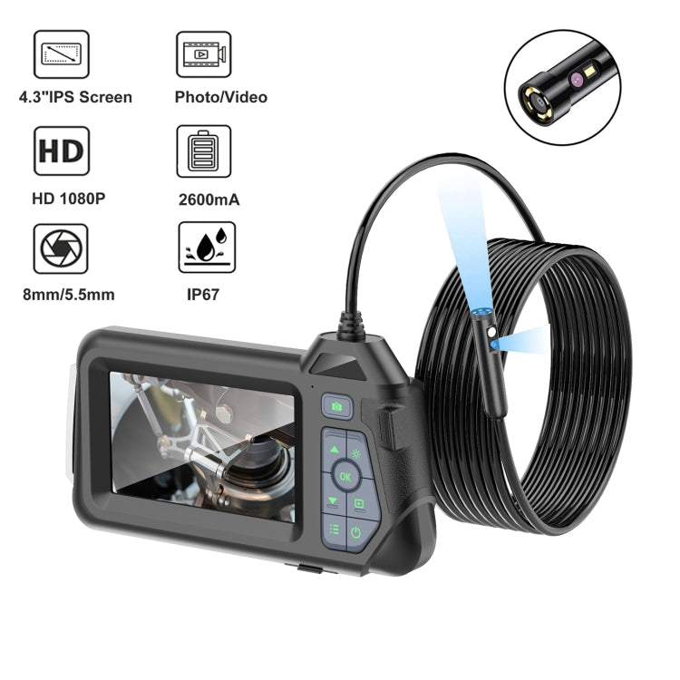 M60 4.3 inch Dual Camera with Screen Endoscope, Length:2m(8mm)