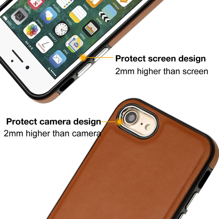For iPhone SE 2022 / 6 / 7 / 8 / SE 2020 Leather Texture Full Coverage Phone Case(Brown)
