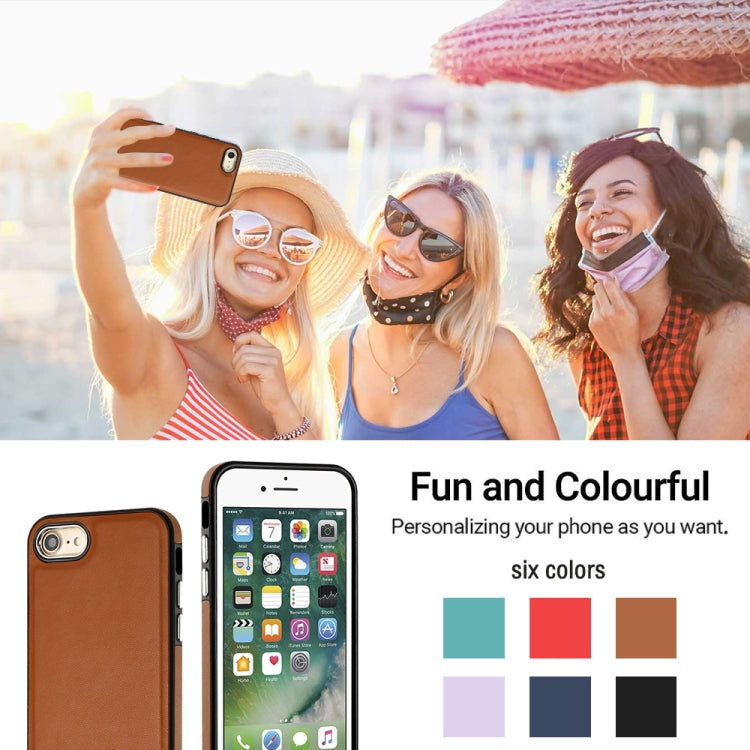 For iPhone SE 2022 / 6 / 7 / 8 / SE 2020 Leather Texture Full Coverage Phone Case(Brown)