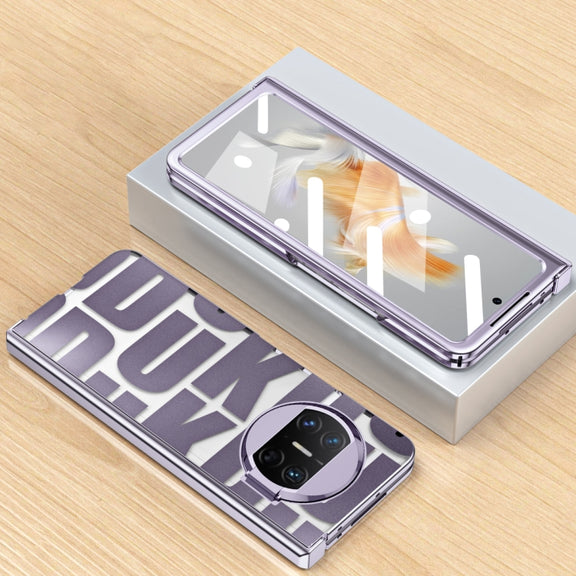 For Huawei Mate X3 Integrated Electroplating Folding Phone Case with Hinge(Purple)
