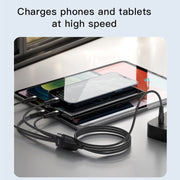 YESIDO CA110 1.2m 4A Type-C to Dual Type-C + Dual 8 Pin Charging Cable(Black)