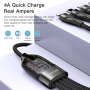 YESIDO CA110 1.2m 4A Type-C to Dual Type-C + Dual 8 Pin Charging Cable(Black)