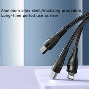 YESIDO CA110 1.2m 4A Type-C to Dual Type-C + Dual 8 Pin Charging Cable(Black)