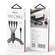 YESIDO CA110 1.2m 4A Type-C to Dual Type-C + Dual 8 Pin Charging Cable(Black)