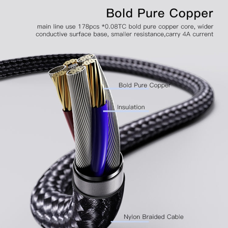 YESIDO CA111 1.2m 4A USB to Dual Type-C + Dual 8 Pin Charging Cable(Black)