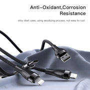 YESIDO CA111 1.2m 4A USB to Dual Type-C + Dual 8 Pin Charging Cable(Black)