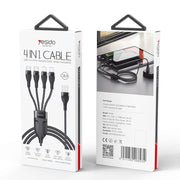YESIDO CA111 1.2m 4A USB to Dual Type-C + Dual 8 Pin Charging Cable(Black)