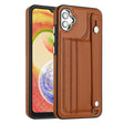 For Samsung Galaxy A04E / F04 / M04 Shockproof Leather Phone Case with Wrist Strap(Brown) - free shipping - PMC TechLife - Order now!
