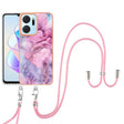 For Honor X7a Electroplating Marble Dual-side IMD Phone Case with Lanyard(Pink 013) - Honor Cases by PMC TechLife | Online Shopping South Africa | PMC TechLife