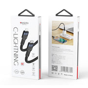 YESIDO CA107 1.2m 2.4A USB-C / Type-C to 8 Pin OD0.6 Charging Data Cable(Black+Blue)