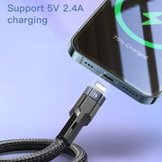 YESIDO CA107 1.2m 2.4A USB-C / Type-C to 8 Pin OD0.6 Charging Data Cable(Black+Blue)