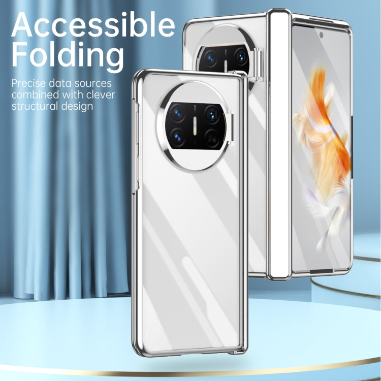For Huawei Mate X3 Electroplating PC Folding Phone Case with Hinge(Purple)