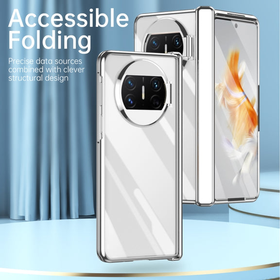 For Huawei Mate X3 Electroplating PC Folding Phone Case with Hinge(Purple)