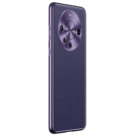 For Huawei Mate 60 Litchi Texture Genuine Leather Phone Case(Purple)