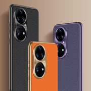 For Huawei Mate 60 Pro Litchi Texture Genuine Leather Phone Case(Purple)
