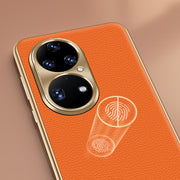 For Huawei Mate 60 Litchi Texture Genuine Leather Phone Case(Orange)