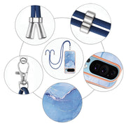 For Google Pixel 9 / 9 Pro Electroplating Marble Dual-side IMD Phone Case with Lanyard(Blue 018)