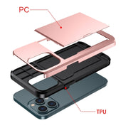For iPhone 15 Pro Shockproof Armor Phone Case with Slide Card Slot(Dark Blue)