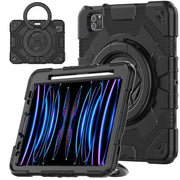 For iPad Pro 11 2022 / 2021 / 2020 Spider Rotation Handle Silicone Hybrid PC Tablet Case(Black)
