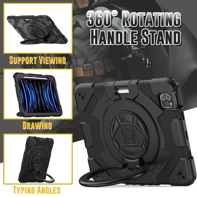 For iPad Pro 11 2022 / 2021 / 2020 Spider Rotation Handle Silicone Hybrid PC Tablet Case(Black)