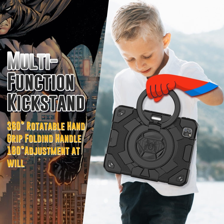 For iPad Pro 11 2022 / 2021 / 2020 Spider Rotation Handle Silicone Hybrid PC Tablet Case(Black)