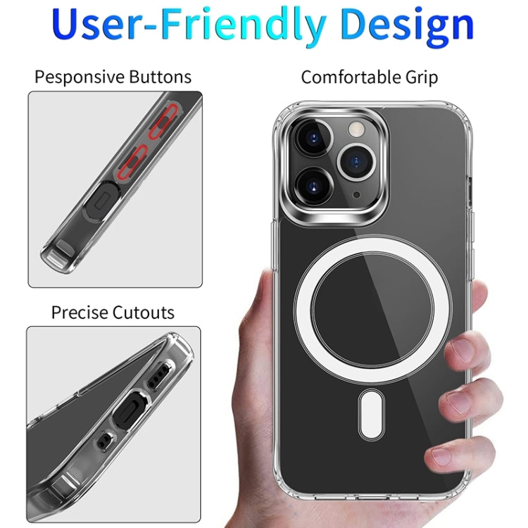 For iPhone 15 Pro MagSafe Magnetic Four Corner Airbags Phone Case(Transparent)