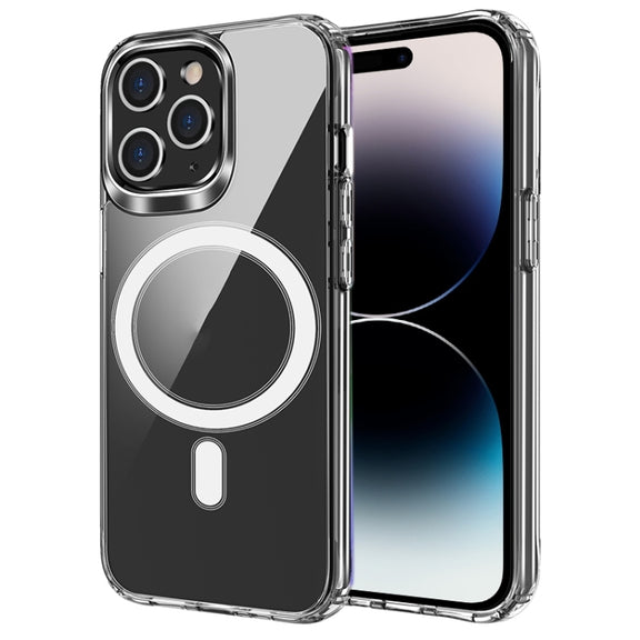 For iPhone 15 Pro MagSafe Magnetic Four Corner Airbags Phone Case(Transparent)
