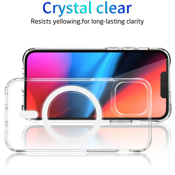 For iPhone 15 Plus MagSafe Magnetic Four Corner Airbags Phone Case(Transparent)