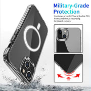 For iPhone 15 Plus MagSafe Magnetic Four Corner Airbags Phone Case(Transparent)