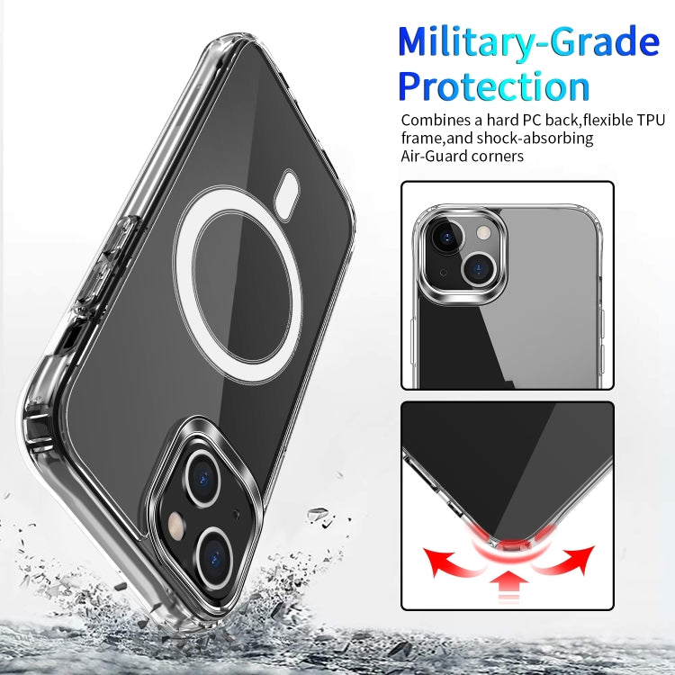 For iPhone 15 Plus MagSafe Magnetic Four Corner Airbags Phone Case(Transparent)
